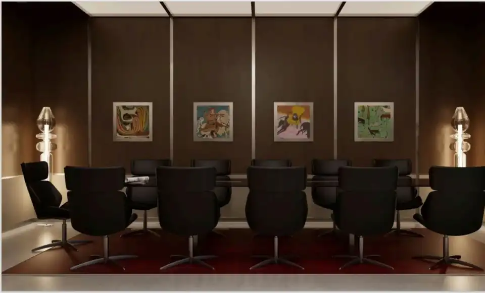 The executive boardroom with artwork and executive seating