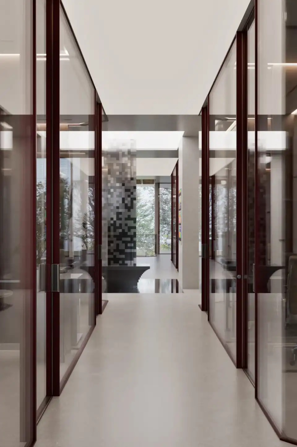 Corridor looking toward planting