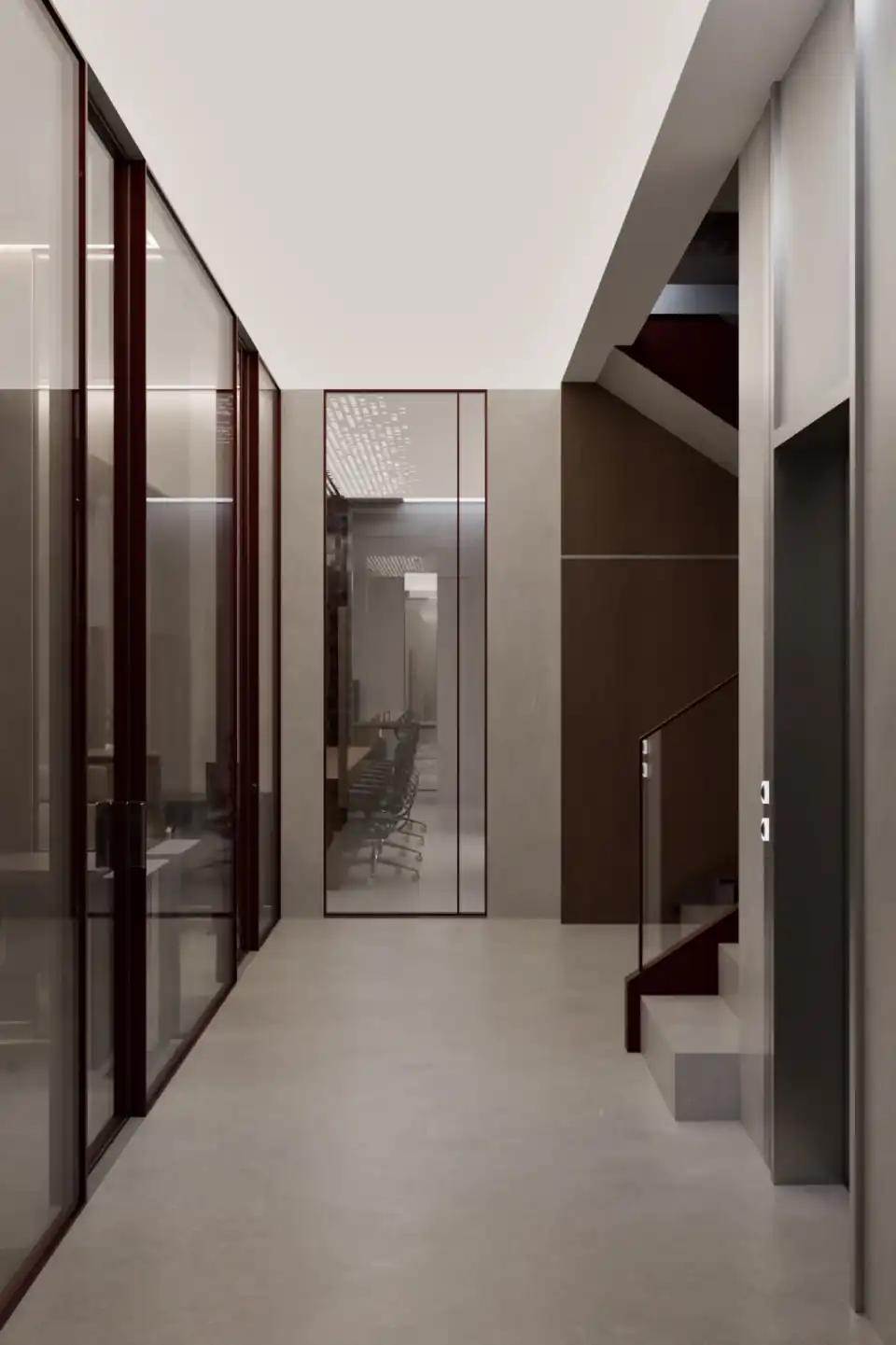 Corridor serving the private offices
