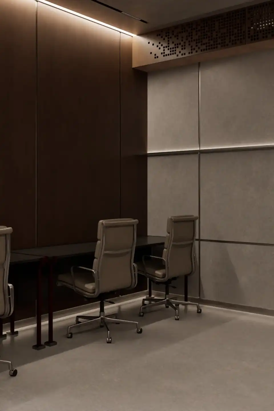 Executive office desk and seating